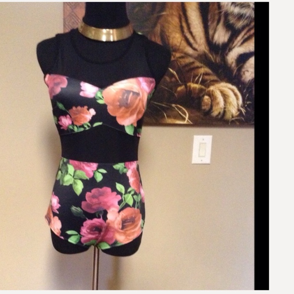 Boho Floral‎ sheer bodysuit onesie one piece